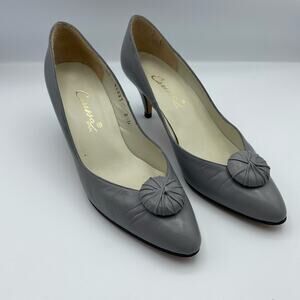 Caressa Spain Gray Leather Vintage Heels Size 6.5 Narrow